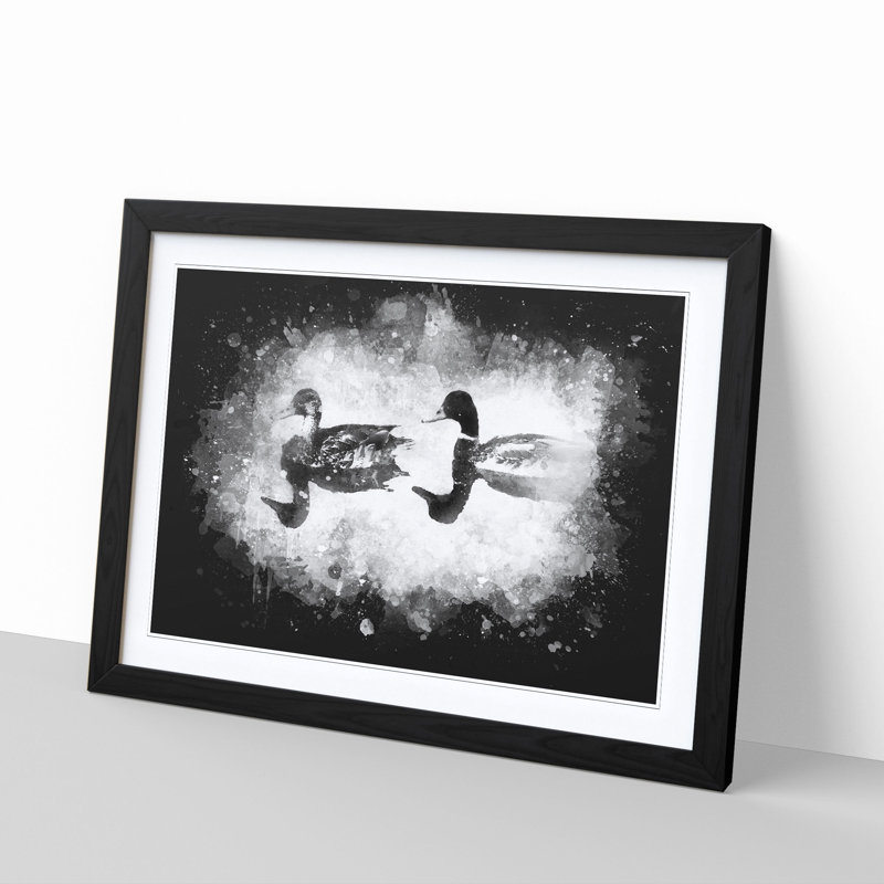Mallard Ducks - Picture Frame Painting Print, 24cm H x 33cm W x 2cm D, Black Framed