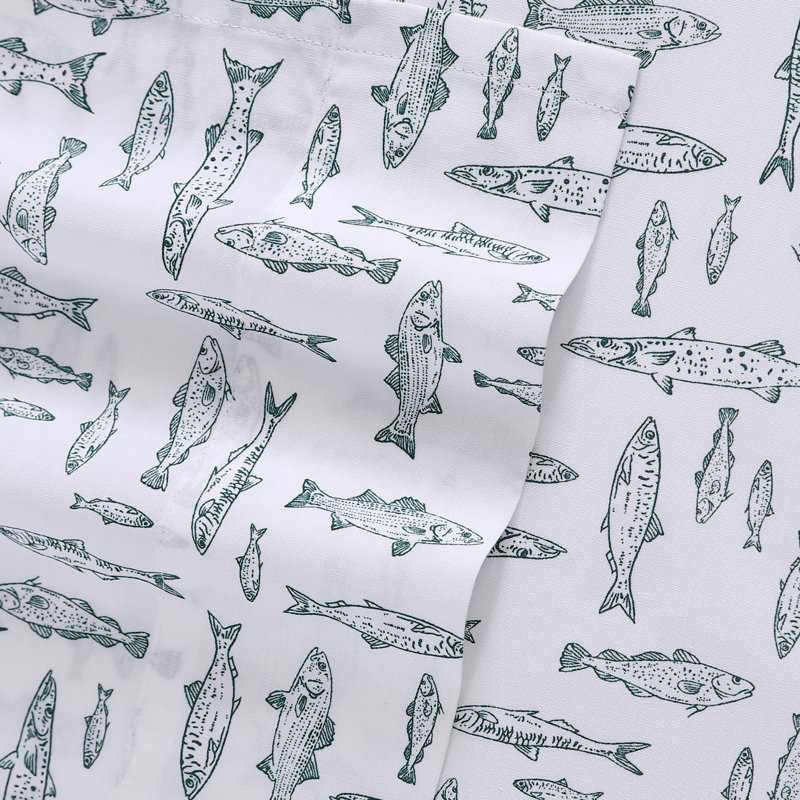 Ensemble de draps en percale de coton Shasta Lake , Ensemble de draps pour lit simple avec 1 taie d'or, Colline Albright