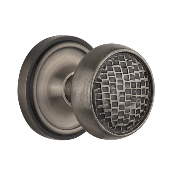 Rosette classique avec bouton de porte Craftsman, Étain antique