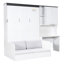 Lit double avec bureau et armoire de rangement pliable, blanc, rangement confortable, pratique moderne