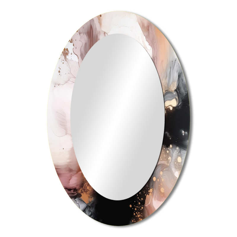 Miroir mural moderne rose or texturé Splash Marble II, 36 po x 24 po