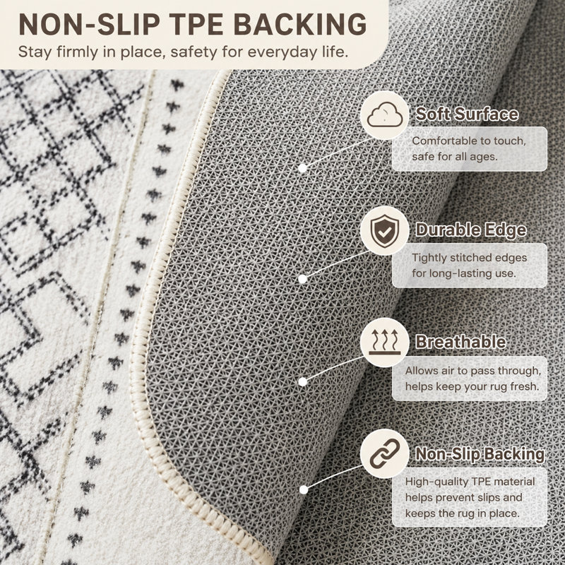 Modern Abstract Area Rug with Gold Accents, Washable Low-Pile Non-Slip Carpet, Rectangle 10' x 14'
