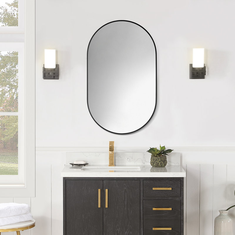 Miroir mural Ispra, Noir mat, 36 po x 22 po