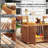 Outdoor Bar Cart with Storage Cabinet, Stainless Steel Top Kitchen Island on Wheels, HDPE Outdoor Bar Table, Movable Patio Beverage Food Prep Table for BBQ Picnic,wood-604574388