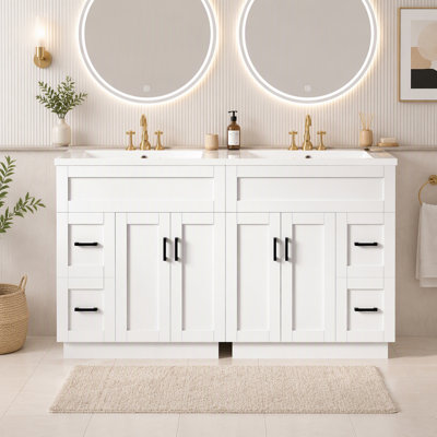 Ensemble de meuble-lavabo avec tiroirs et tablettes réglables et lavabos (comprend 2 meubles-lavabos)