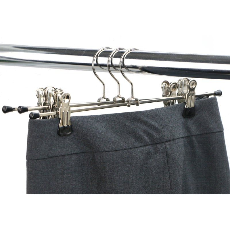 Cintre pour pantalons antidérapant avec pinces, Noir, H 3 po x l 16 po x P 1,12 po