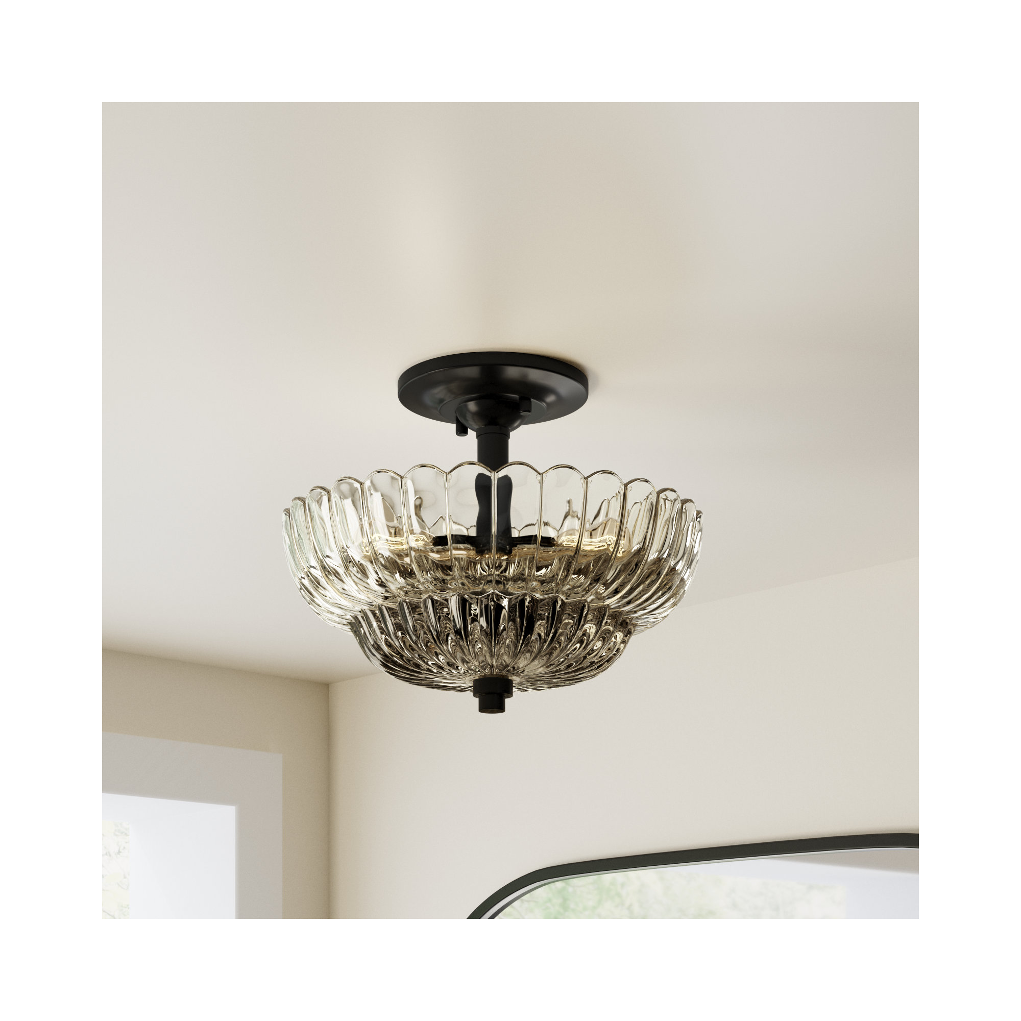 Assuntina 3 Light Glass Semi Flush Mount