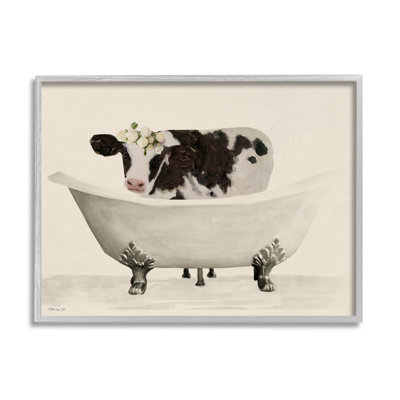 Vache de baignoire antique encadrée, art giclée par Stellar Design Studio