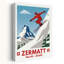 Zermatt, skieur, Matterhorn, Alpes, rétro, rétro, montagne, hiver, art mural-2005297505