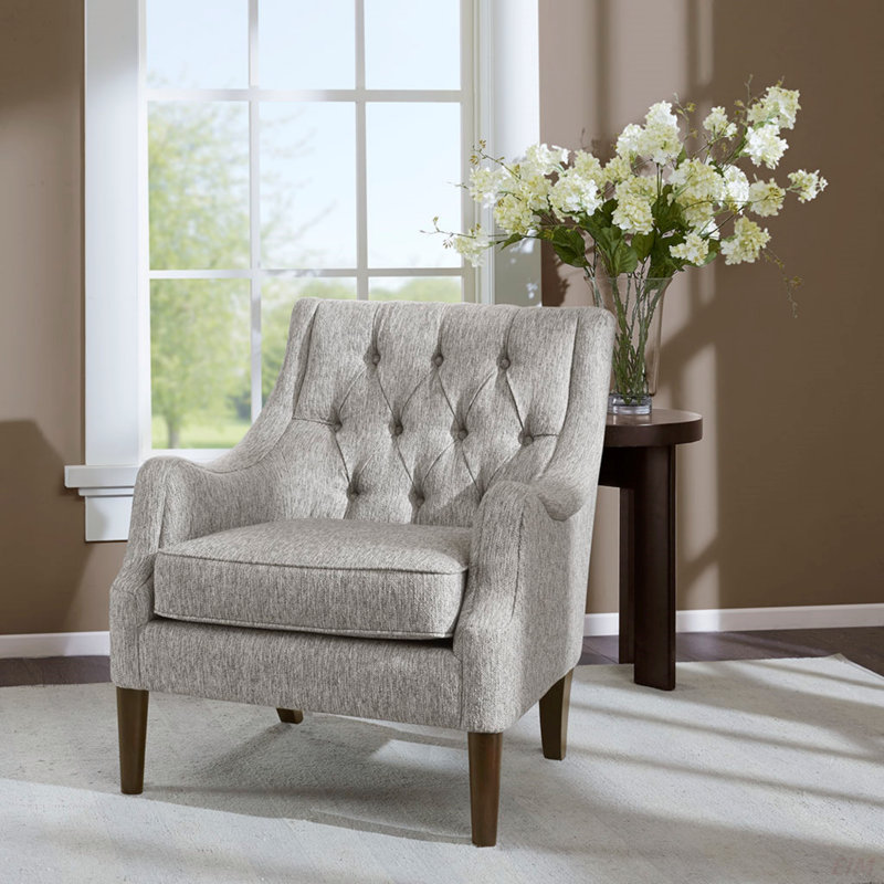 Fauteuil d'appoint rembourré et capitonné Upholstery, Gris