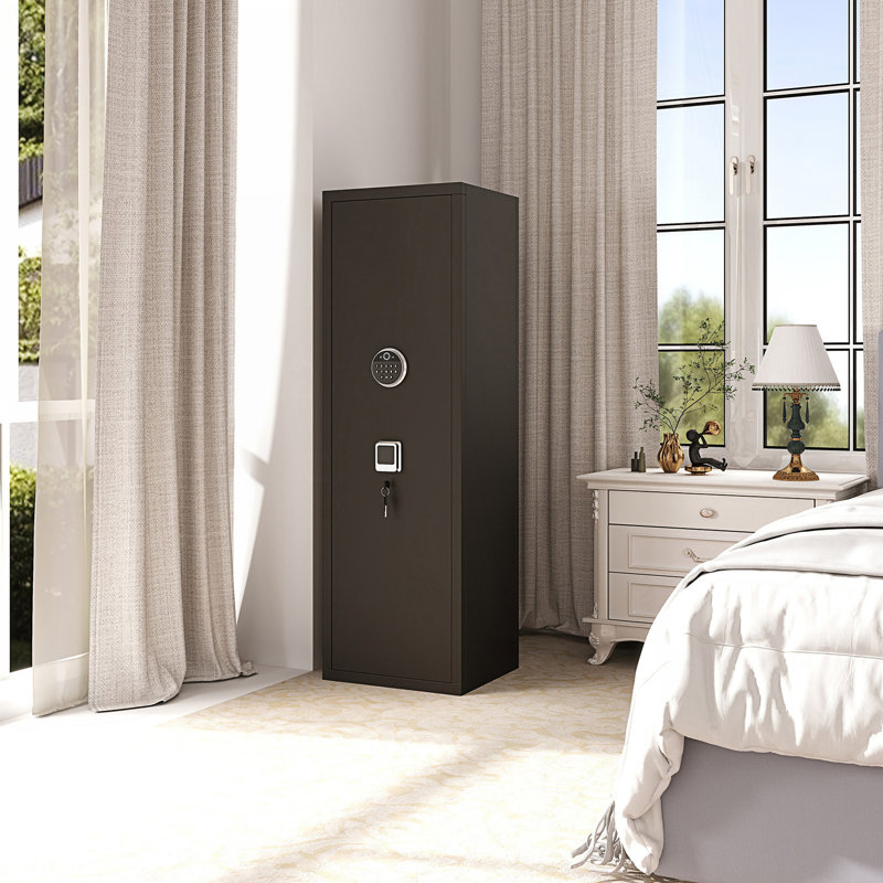 Grande armoire sécuritaire pour armes à feu avec 3 pochettes à pistolet, armoire de rangement pour armes à feu et armoire de vestibule