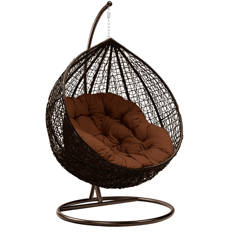 Lorrayne Swing Chair with Stand Hanging Egg Chair Indoor Outdoor, Brown/Brown