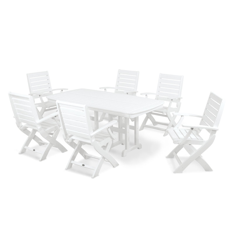 POLYWOOD Signature Folding Chair 7-Piece Dining Set, White
