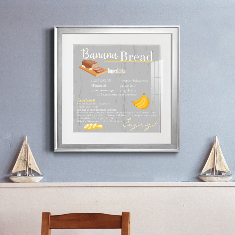 Banana Bread - Photo encadrée, art textuel, Cadre argenté, H 17,5 po x l 17,5 po x P 1,5 po