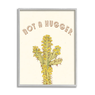 «Not A Hugger», art mural sur toile surdimensionné à motif de cactus floral jaune rétro par Daphne Polselli