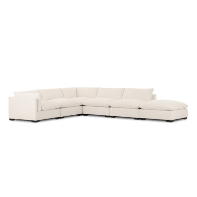 Canapé d'angle Chiang 4 pièces avec pouf