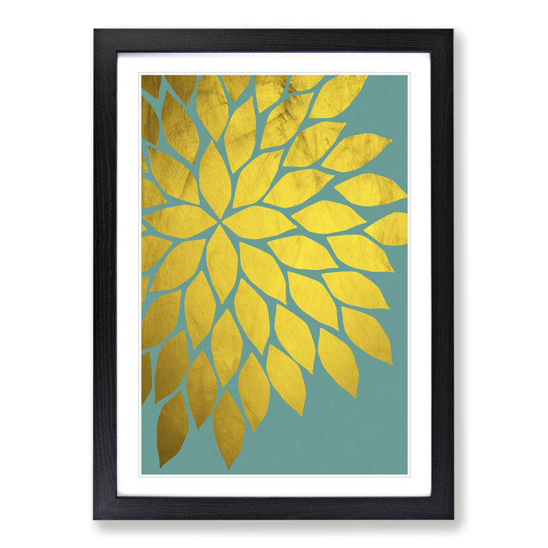Abstract Leaves No.1 Gold - Framed Print, 36cm H x 27cm W x 2cm D, Black
