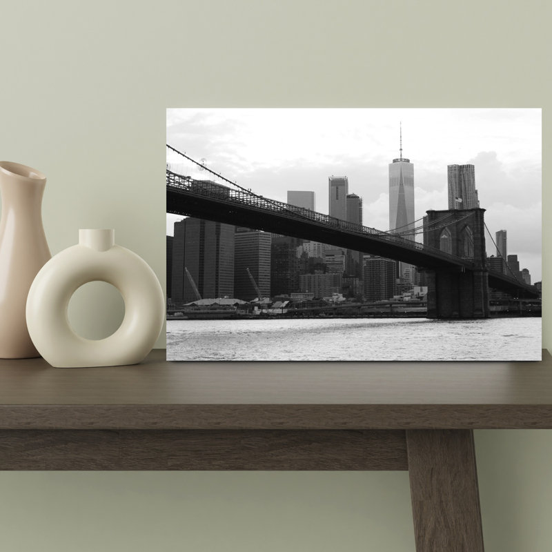 Iconic Brooklyn Bridge Skyline Abstract Contemporary Architecture City Wall Art Print 1 Piece Wrapped Canvas Wall Art