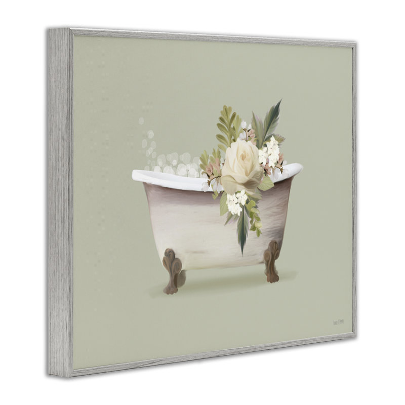  Floral Rose Tub Framed Giclee Art by House Fenway, H 24 po x l 30 po, Estampe numérique Farmhouse