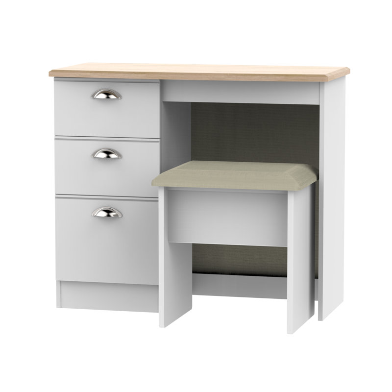 Fully Assembled McVille Dressing Table Set, Grey Matt