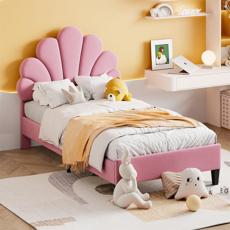 Penngrove Upholstered Bed, Pink, European Single (90 x 200cm)