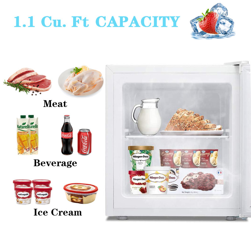1.1 Cubic Feet Undercounter Upright Freezer with Adjustable Temperature Controls, White