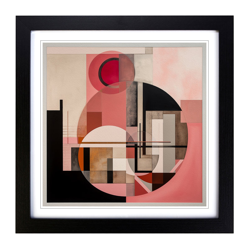 Rose Bauhaus No.2 - Single Picture Frame Print on Wood, Black