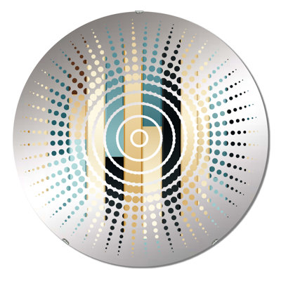 Blue And Beige Striped Pattern Harmony - Sun Circles Wall Mirror