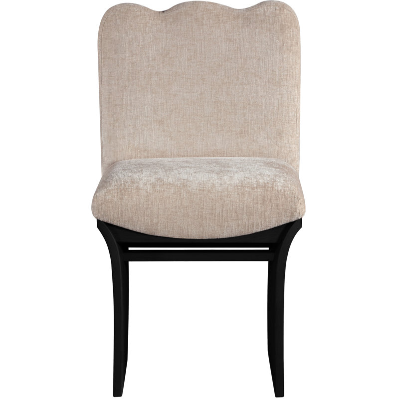 Chaise rembourrée Shaw Cassady, Tissu chenille beige, Noir, noir, noir, noir