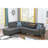2 - Piece 98" Wide L Shaped Dark Gray Linen Left Hand Facing & Chaise, Round Arm Style, Pillow Backs, Nailhead Trim, Spring Supported Foam Tied Cushions, Removable Seats Five, Two Accent Pillows