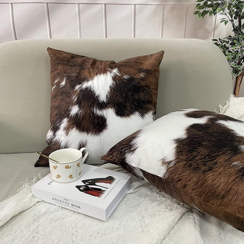 Paquet de 2 housses de coussins décoratifs en cuir de vache de Noël