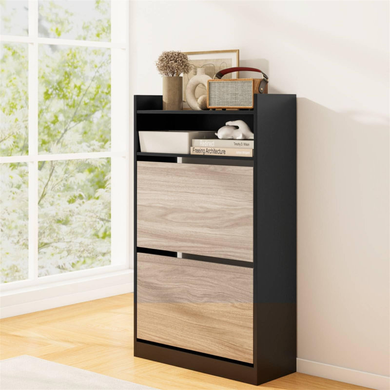 12 Pair Shoe Storage Cabinet, Black
