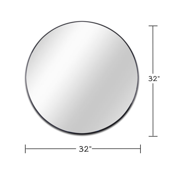 East Urban Home Gold Metal Framed 32-Inch Round Mirror For Bathroom ...