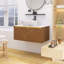 Meuble-lavabo mural en contreplaqué avec vasque, portes doubles en sergé avec garniture en métal