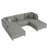 Seemab 5 - Piece Upholstered Light Gray Corduroy Modular Sectional with Pillow Back and Removable Ottoman-1357576003-1348314284