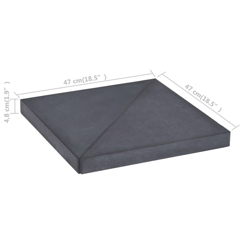 Granite Square Black Umbrella Weight Plate 18.5"