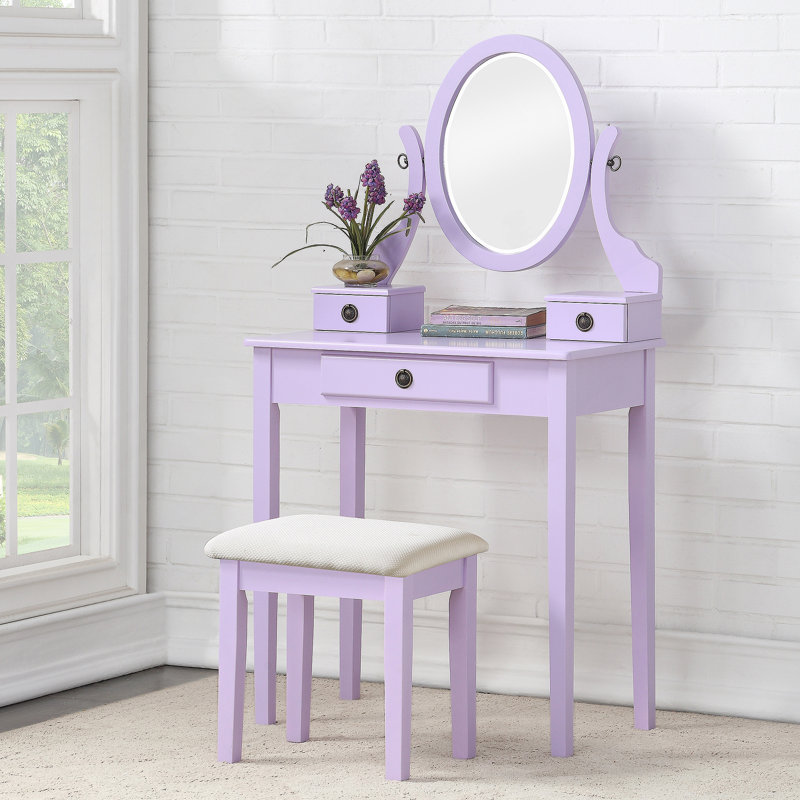 Ensemble coiffeuse et tabouret de maquillage Moniys, White