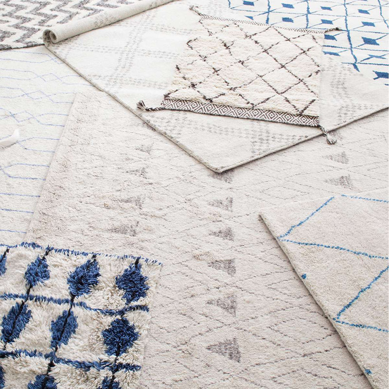 Kenitra Indigo Hand Knotted Wool Rug, Rectangle 2' x 3'