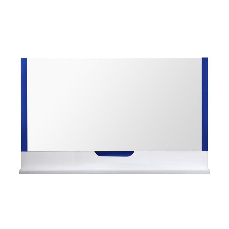 Miroir de salle de bain Aliyanna, H 33,5 po x l 55 po x P 0,25 po, Bleu / blanc mat