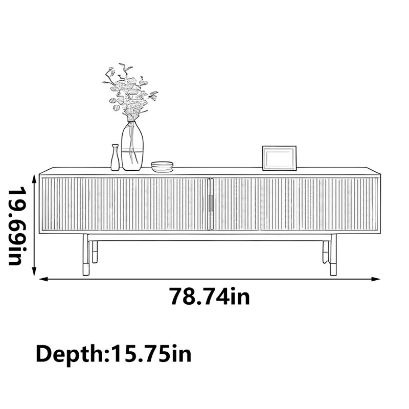 Meuble télé moderne à porte simple, 78.74"