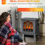 Foyer autoportant de 17 po, gris, flamme et bûches réalistes, 750 W / 1 500 W, protection contre la surchauffe, chauffage électrique gris confortable