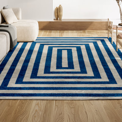 Tapis bleu marine / ivoire Isibeal