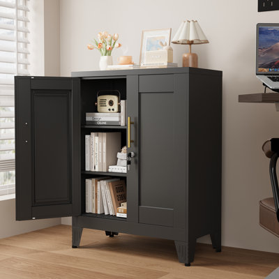 Small Metal Accent Storage Cabinet with Lock for Home Office Kitchen by Winston Porter