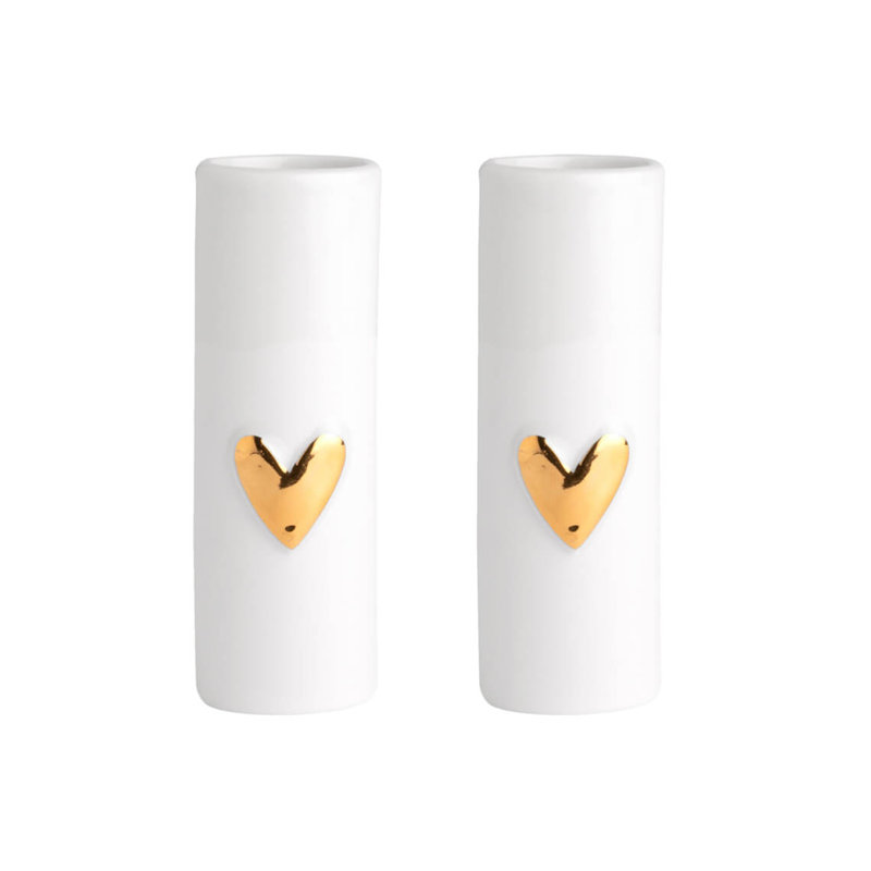 Love Heart Mini Vases - Set of 2, Gold