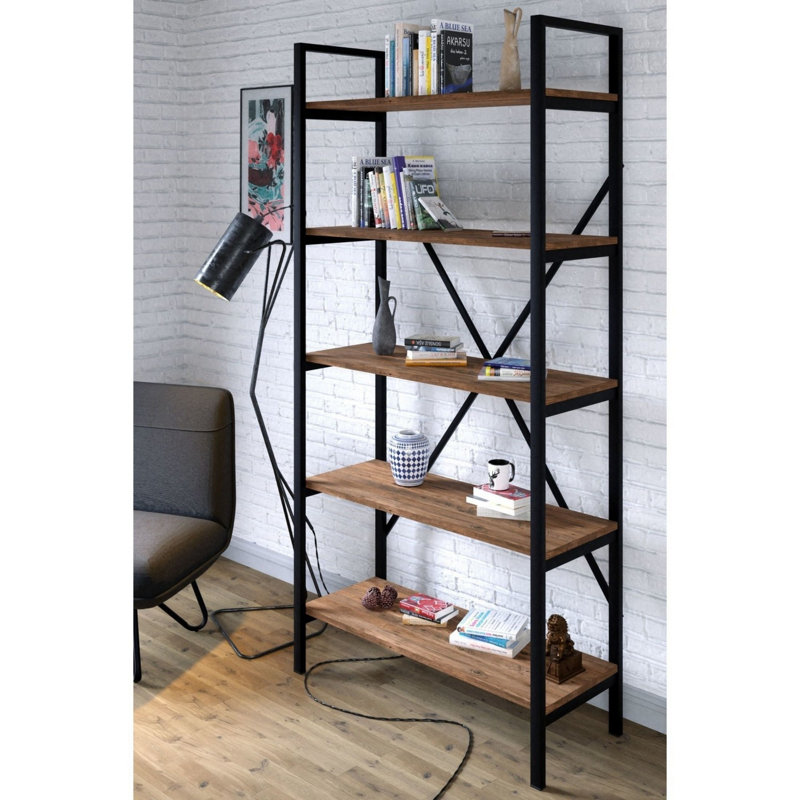 Elegant Bookshelf in Atlantic Pine, 35.4 x 70.9 x 13.4 inches | 100% Melamine Coated Particle Board, Shelf Depth: 11.8 inches | Ideal for Home or Office, Durable & Stylish Storage Solution
