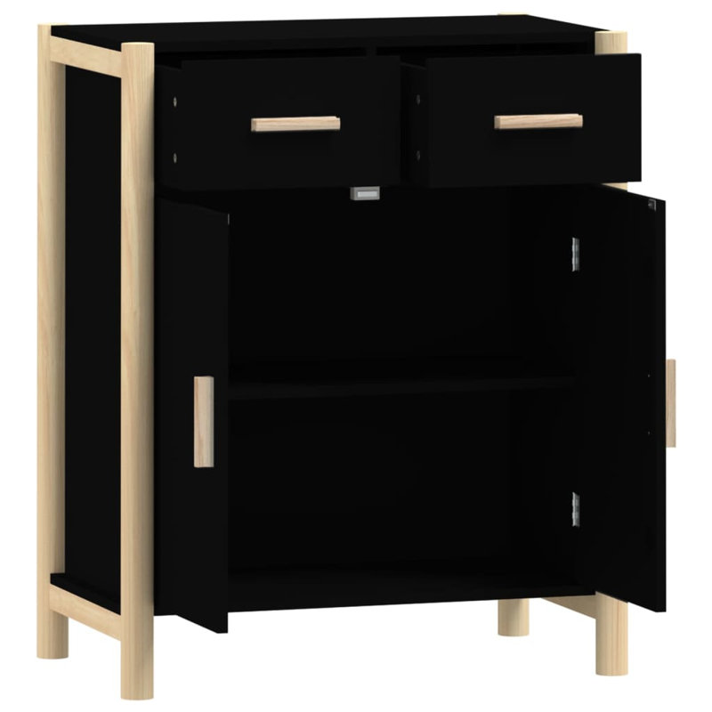 Keden Solid Wood Accent Cabinet, Black
