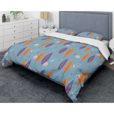 Ensemble de housse de couette à style mid-century rétro botanique