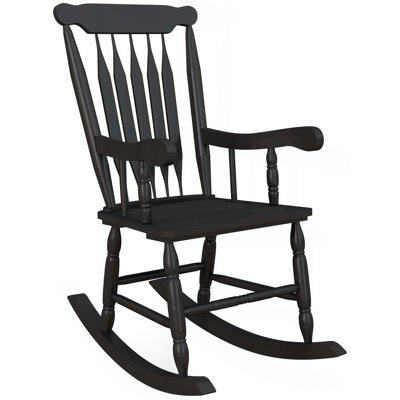 Chaise berçante d'extérieur en bois, chaise berçante avec haut dossier pour jardin, patio et balcon