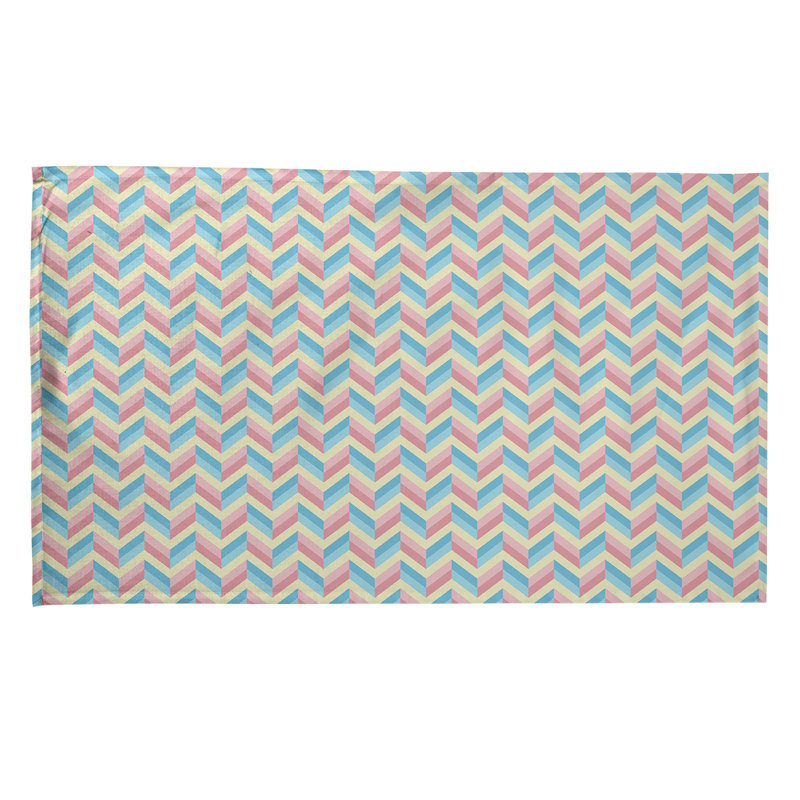 Serviette à thé chevron Mcguigan, Sergé de coton, Bleu / beige / rouge
