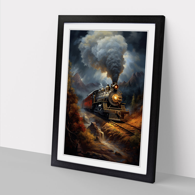 Steam Train Classicism - Framed Print, 34" H x 25" W x 2" D, Black
